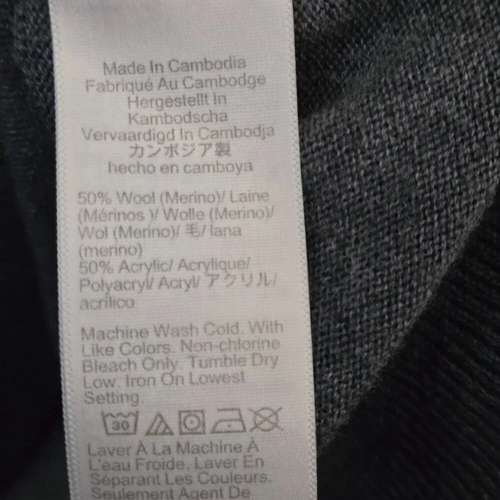 J. Crew Marled Blue Gray Merino Wool Blend 1/2 Zip Mock Neck Sweater Size M